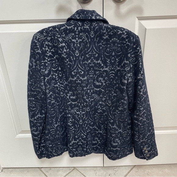 Cabi Wool Blend Paisley Black Navy Floral Jacquard Tapestry Blazer Jacket Velvet - Picture 5 of 16